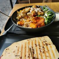 Toast and daily dish at Veganika in Ljubljana