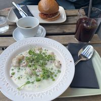 burger and gnocchi   at Veganika in Ljubljana