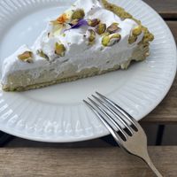 pistachio pie  at Veganika in Ljubljana