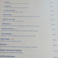 Menu at Veganika in Ljubljana