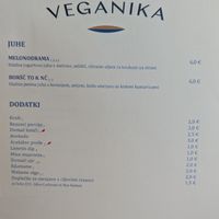 Menu at Veganika in Ljubljana