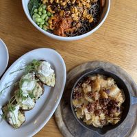 potatoes with cream cheese, homemade pickled cabbage and soba noodles   at Veganika in Ljubljana