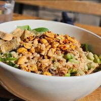 Soba 103 with lightly spicy peanut sauce at Veganika in Ljubljana