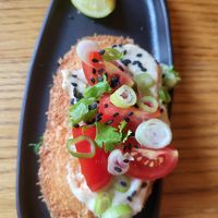 Bun filled with Thai Curry at Veganika in Ljubljana