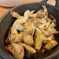 Stone oven baked artichokes  at Veganika in Ljubljana
