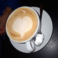 Coffee with oat milk at Veganika in Ljubljana