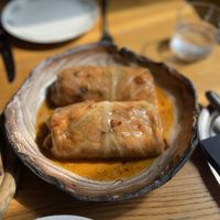Rollitos de col rellenos de arroz, tofu y kimchi  at Veganika in Ljubljana