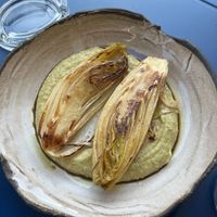Potato pure with radicchio and balsamic   at Veganika in Ljubljana