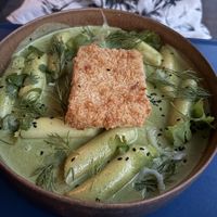 Rice cakes and tofu  at Veganika in Ljubljana