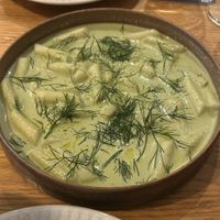 Dumplings in dill sauce   at Veganika in Ljubljana