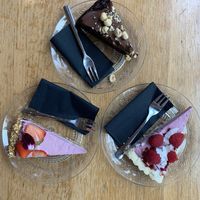 Chocolate, strawberry and raspberry cake  at Veganika in Ljubljana