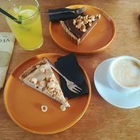 Hazelnut and chocolate pie at Veganika in Ljubljana