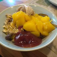 Example of breakfast buffet. Granola+mango+Chía pudding+jam+peanut butter. at Tita Bistro in Rio De Janeiro