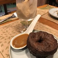 Soft chocolate brownie with caramel sauce and ginger ice-cream at Tita Bistro in Rio De Janeiro