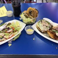 Pizza Bagel with Vegetarian Sausage with Tossed Salad & Bagel Crisps at Marx Hot Bagels in Blue Ash