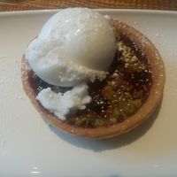 Berry tart with coconut ice cream at The Bramley Cottage in Redditch