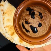 Chocolate hummus and bread at Vegan Munch in Birmingham