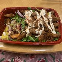 Vegan Shawarma Salad box with garlic mayo at Vegan Munch in Birmingham