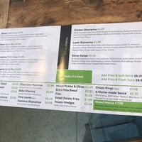 Menu at Vegan Munch in Birmingham
