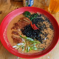 Ramen Soup with panko tofu and broccoli at Stereo in Glasgow