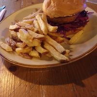Tofu burger and chips at Stereo in Glasgow