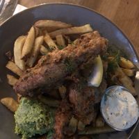 Banana blossom fish and chips   at Stereo in Glasgow