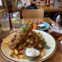 Battered Banana blossom and chips   at Stereo in Glasgow