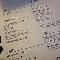 menu  at Stereo in Glasgow