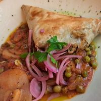 Spinach and tofu filo parcel at Stereo in Glasgow