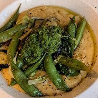 Greens and gremolata on polenta at Stereo in Glasgow