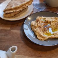 Hummus and flatbread - profits from this option went to charity.  at Stereo in Glasgow