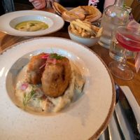 Haggis, dumplings, chips, Camembert at Stereo in Glasgow