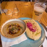 Welsh Rarebit with parsnip and chestnut soup at Stereo in Glasgow