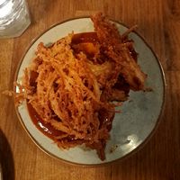 Salt n chilli enoki mushrooms in gochujang ketchup (HEAVENLY) at Stereo in Glasgow