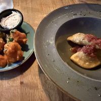 The buffalo cauliflower and the mushrooms pierogi   at Stereo in Glasgow