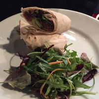 Vegan Haggis Kofta wrap and salad at Stereo in Glasgow