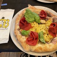 Creamy (potato) base, vegan ham, added artichokes.  at Frankie's in Sorrento