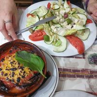 Tofu salad and veganized eggplant at Frankie's in Sorrento