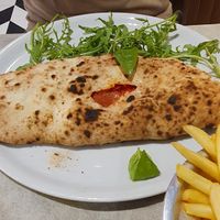 Veganised a calzone with vegan cheese and vegan ham. at Frankie's in Sorrento