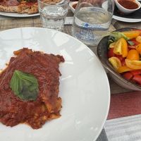 Vegan lasagne with salad  at Frankie's in Sorrento