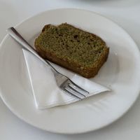 Matchs cake, good but a bit dry  at Flow Specialty Coffee Bar & Bistro in Budapest