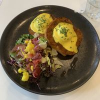 Benedict egg  at Flow Specialty Coffee Bar & Bistro in Budapest