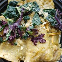 $8.00 Jackfruit and Tempeh Enchilada Suizas: Okay but I found them very tart at One Grub Community in El Paso