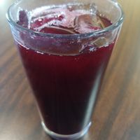 Agua de Jamaica: not sweetened, a bit tart for me at One Grub Community in El Paso