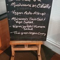 A vegan menu can be seen on the blackboard at Cafe 4U in Whakatane