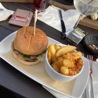 vegan bean burger and salt and pepper chips at The Water Witch in Lancaster