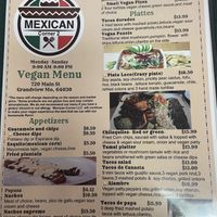 Vegan menu page 1  at The Corner in Grandview