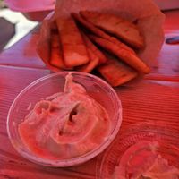 Fried pita with hummus at Spitz in Holladay