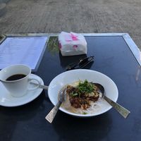Shan noodles with tofu  at Sue's Kitchen in Mawlamyine