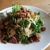 Vegan pad thai bowl with tempeh. at Cafe Bliss in Victoria